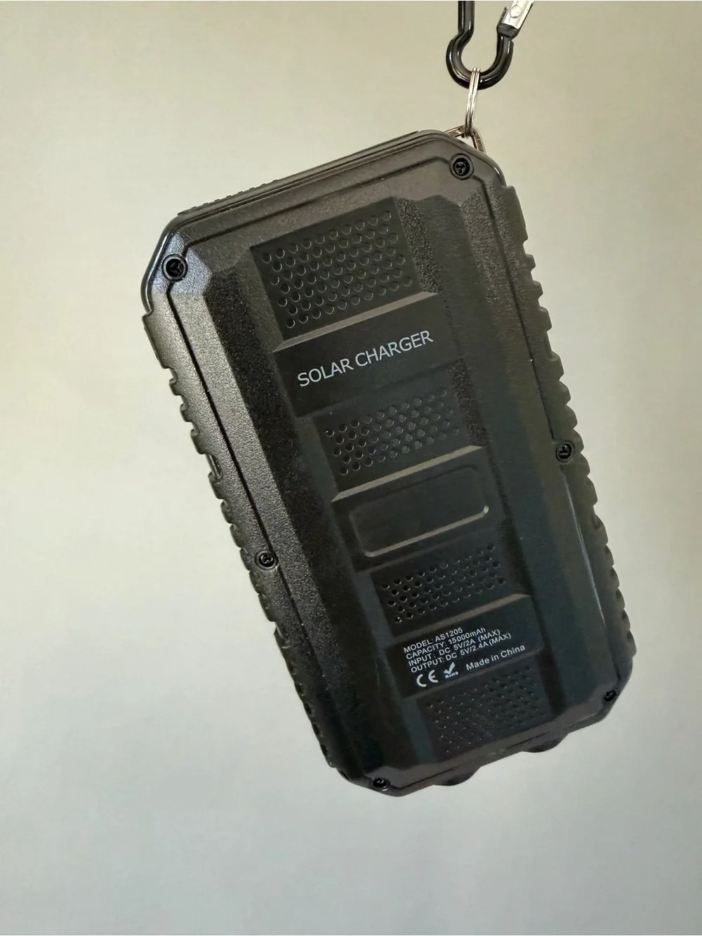Solar Power Bank Rugged Solar Power Bank with Carabiner solar flashlight NWOT